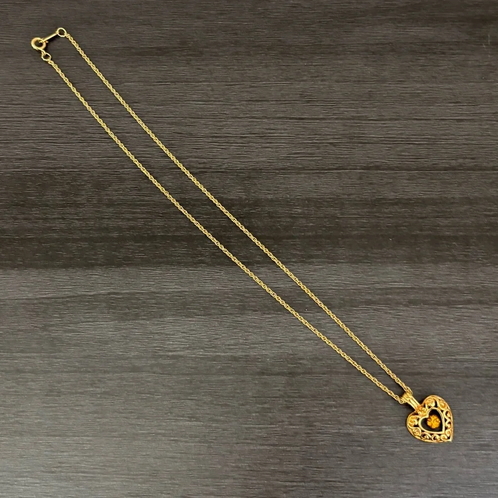 Avon Heart Citrine Scroll Necklace - Picture 3 of 5
